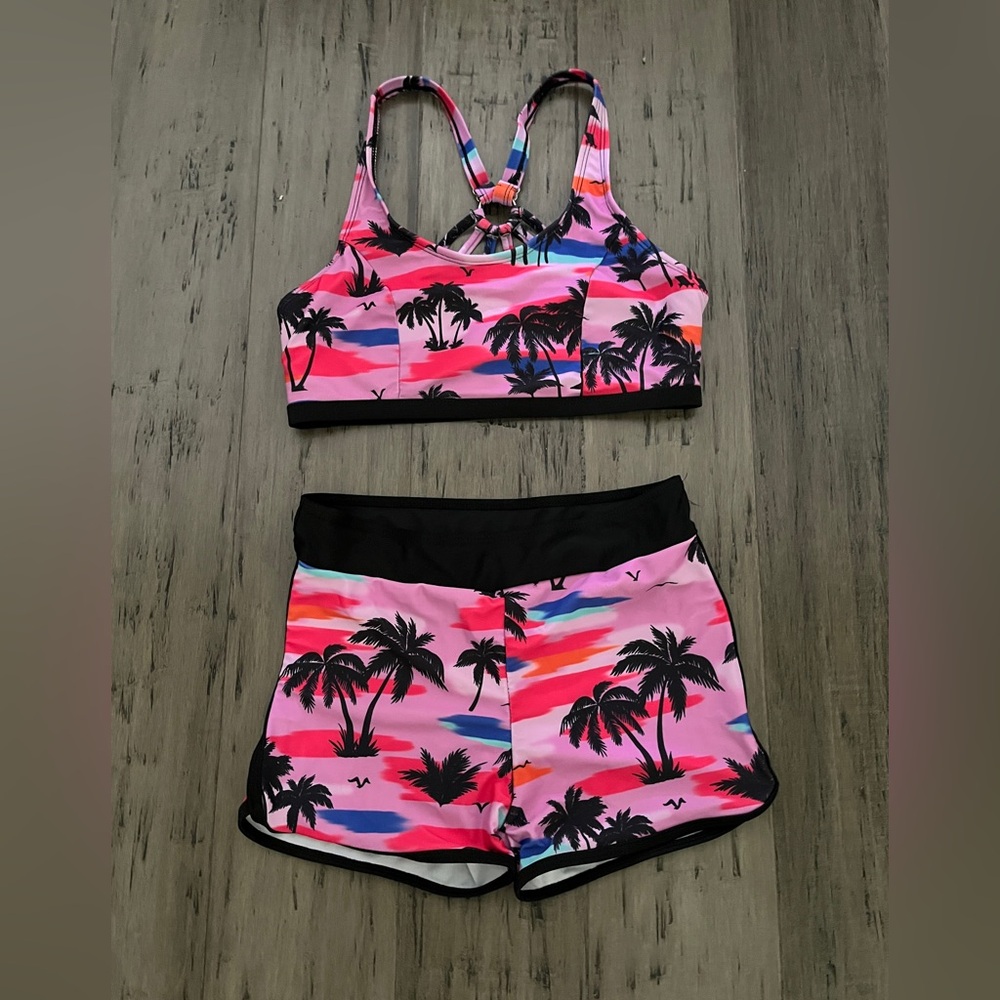 Tropical Palm Tree Print Bikini Size Small